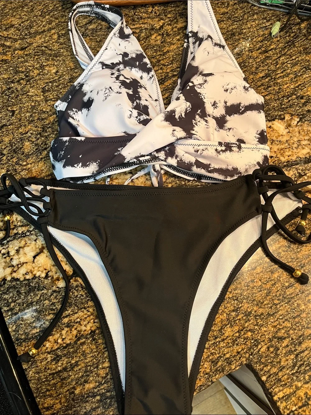 New Boho Beach Hut  Lace Up Mid Waist Bikini